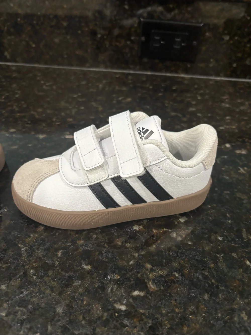 adidas Kids White and Gray Velcro Sneakers